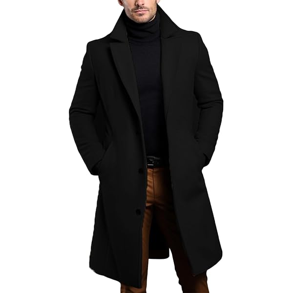Thatrich Cardigan Trench Coat Men Winter Business Casual Jacket